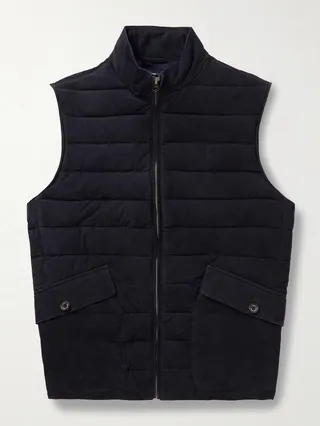 Padded Quilted Suede Gilet