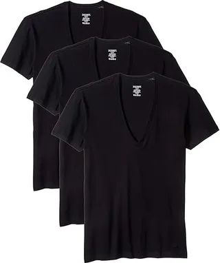 2(X)IST Essential 3-Pack Slim Fit Deep V-Neck T-Shirt (Black) Men's T Shirt