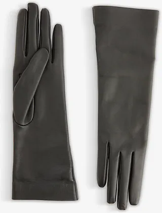 Womens Nero Cuff-length Leather Gloves