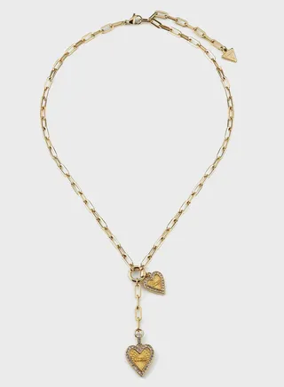 Double Heart Paperlinks Chain Necklace