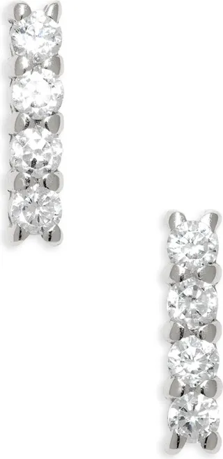 Teeny Pavé Bar Stud Earrings