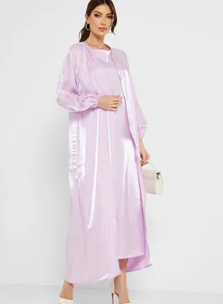 Puff Sleeve Mesh Detail Abaya