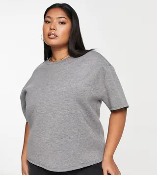 ASOS DESIGN Curve exclusive scuba oversized T-shirt in gray heather