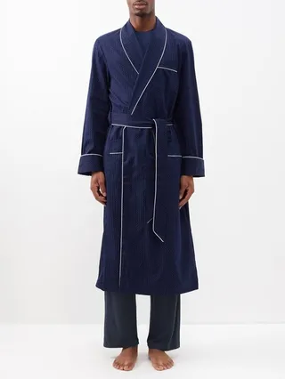 Polka-dot Jacquard-stripe Cotton Robe