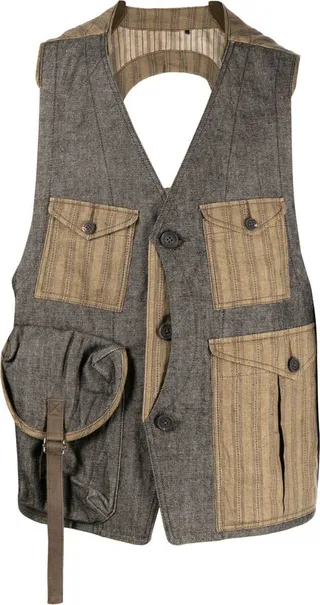 Rear-Tie Patchwork Waistcoat