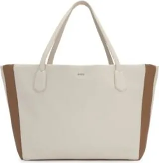 Faux-leather shopper bag with logo lettering