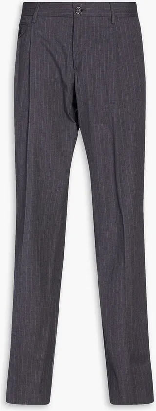 Tapered pinstriped cotton pants