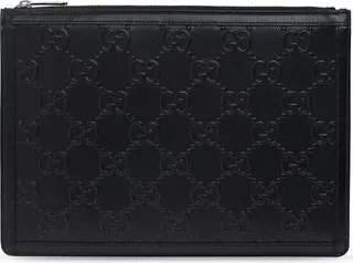 Gucci Logo Embossed Zipped Clutch Bag