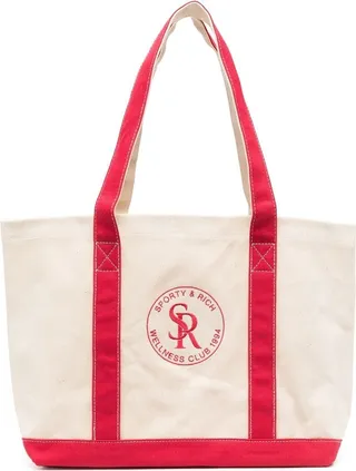 Logo Print Canvas Tote Bag