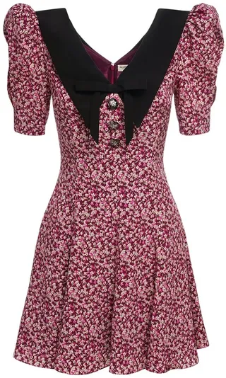 Printed silk crepe mini dress