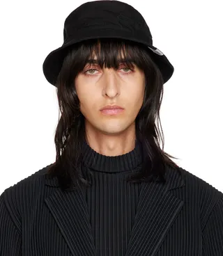 Miharayasuhiro Black Embroidered Bucket Hat