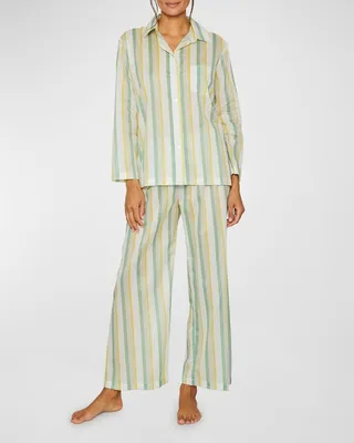 Striped Poplin Long Pajama Set