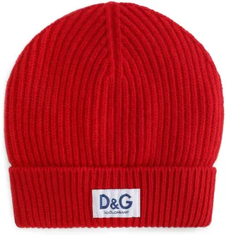 Logo-Patch Ribbed-Knit Beanie