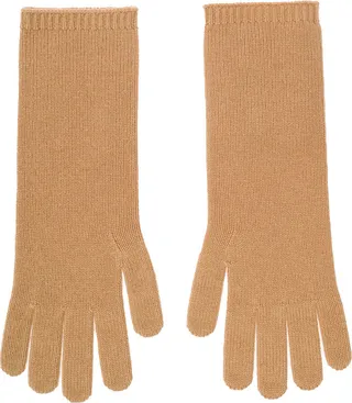 Camel Brown 'conio' Gloves In Wool And Cashmere Woman
