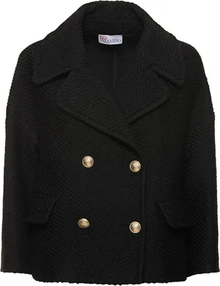 Boucle crochet caban wool blend coat
