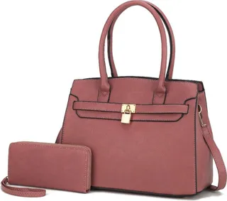 Bruna Satchel Bag with a Matching Wallet -2 pieces set