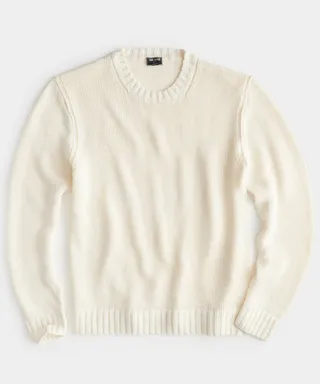 Italian Linen Crewneck Sweater in Bisque
