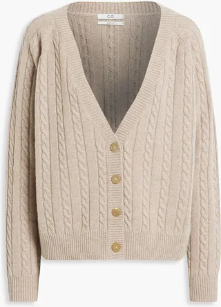Mélange cable-knit cashmere cardigan