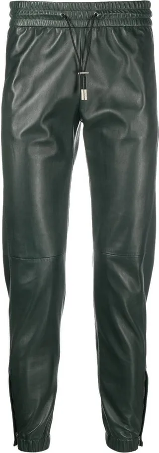 Leather Tapered-Leg Trousers