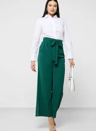 Belt Detail High Waist Pants