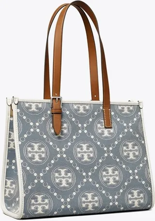 Small T Monogram Denim Tote