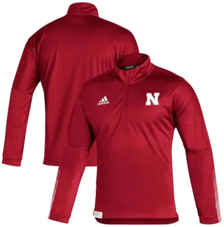 Men's Scarlet Nebraska Huskers 2021 Sideline Primeblue Quarter-Zip Jacket