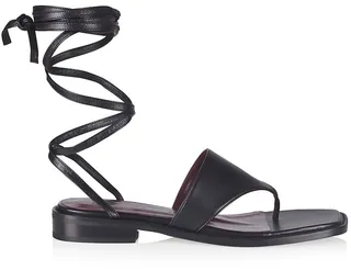 Alexandre Leather Lace-Up Thong Sandals