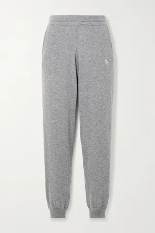 Sporty & Rich - Ina Embroidered Cashmere Sweatpants - Gray