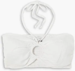 Cyprus cropped linen halterneck top