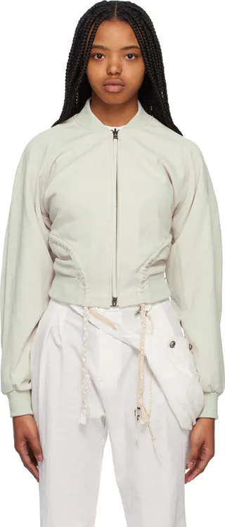 Hyein Seo Beige Reversible Bomber Jacket