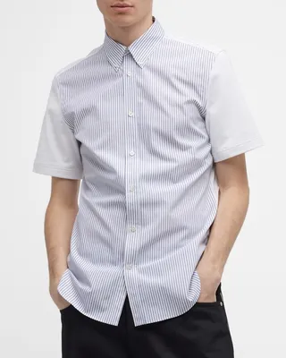 Men's Mixed-Media Stripe Shirt