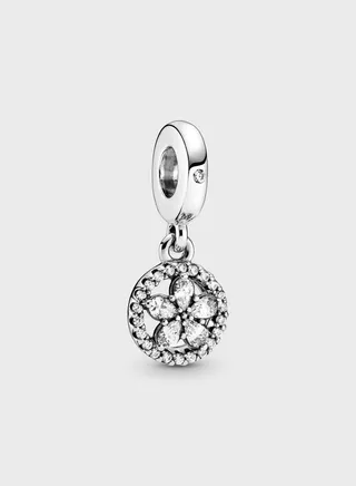 Sparkling Snowflake Circle Dangle Charm