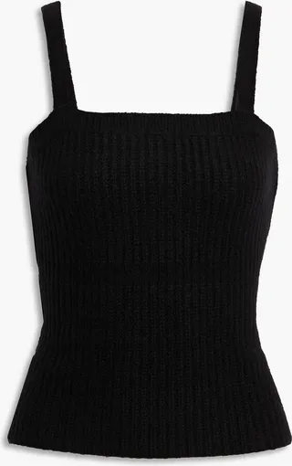 Brushed ribbed cashmere and silk-blend camisole