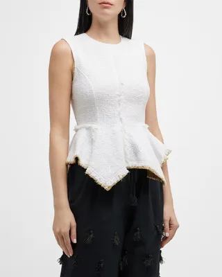 Sleeveless Tweed Peplum Top
