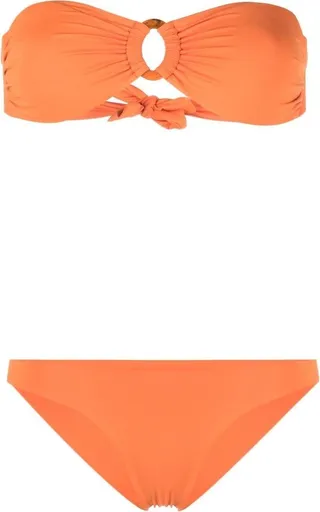 Hoop-Detail Strapless Bikini Set