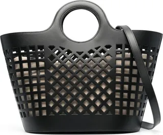 Cut-Out Leather Tote Bag