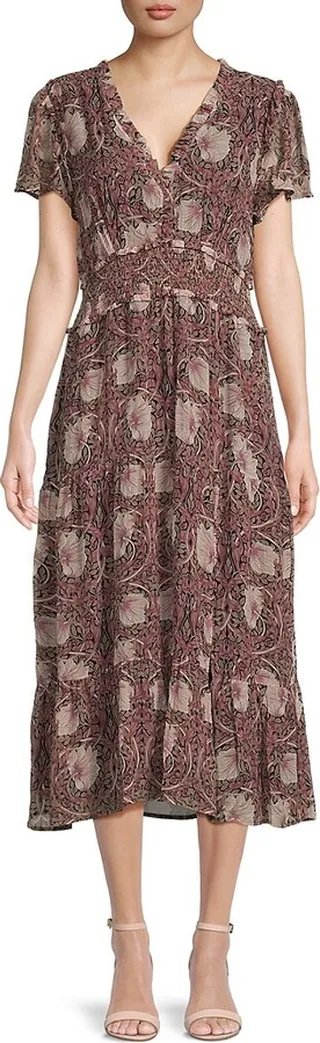 Holland Printed Silk Midi Dress