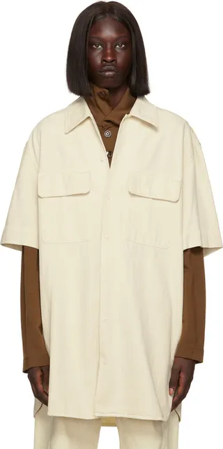 LEMAIRE Off-White Short Sleeve Denim Shirt