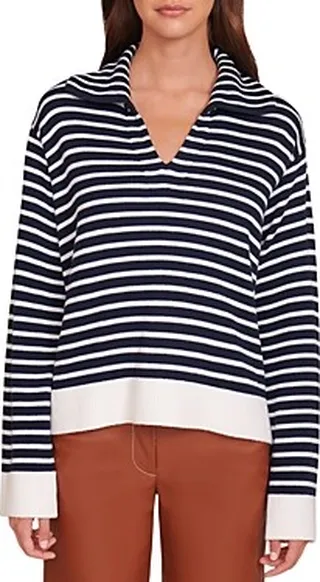 Staud Linden Striped V Neck Sweater