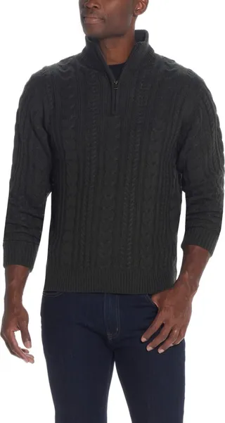 Weatherproof Vintage Men's Cable-Knit Quarter Zip Sweater