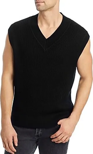 Helmut Lang Mark Ribbed V Neck Sweater Vest