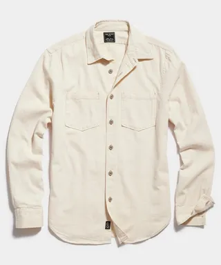 Japanese Chambray Overshirt in Off White