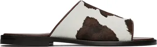 Manolo Blahnik Brown & White Vespasio Slippers