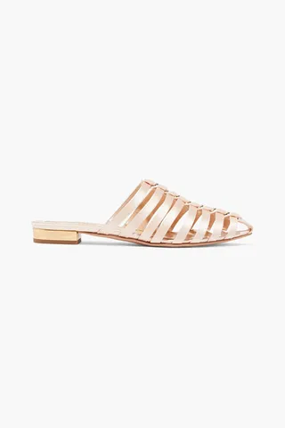 Anya ring-embellished satin slippers