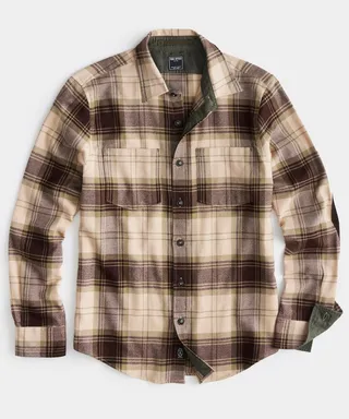 Khaki Multi-Plaid Italian Flannel Overshirt