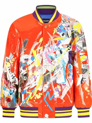 Graphic Print Bomber Jacket
