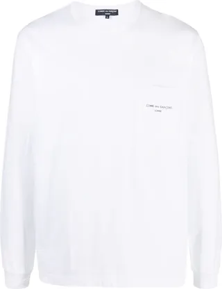 logo-print pocket long sleeves T-shirt