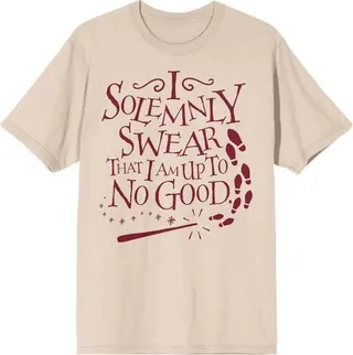 Harry Potter I Solemnly Swear That I Am Up To No Good Beige T-shirt-Small