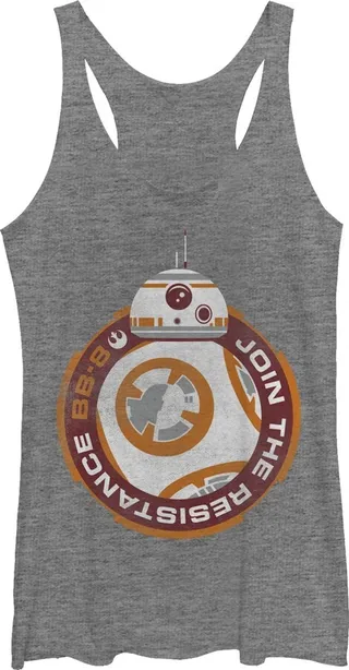 Women's Star Wars The Force Awakens BB-8 Join the Resistance Racerback Tank Top - Gray Heather - Medium