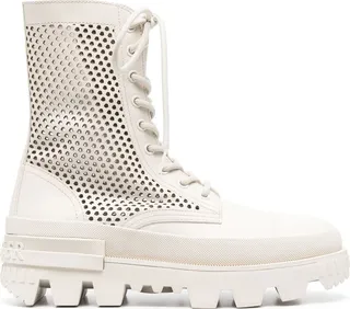 Perforated Lace-Up Boots